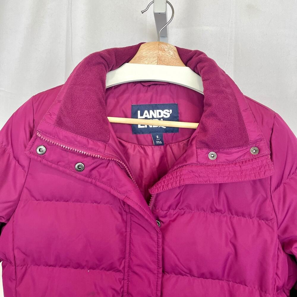 LANDS' END Down Winter Coat Full Zip Puffer Missing Hood Purple Size 4 6 S - Picture 4 of 10